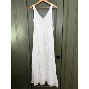 NWT Saylor Everette Scallop Lace Sleeveless Bride Maxi Dress Resort White Small